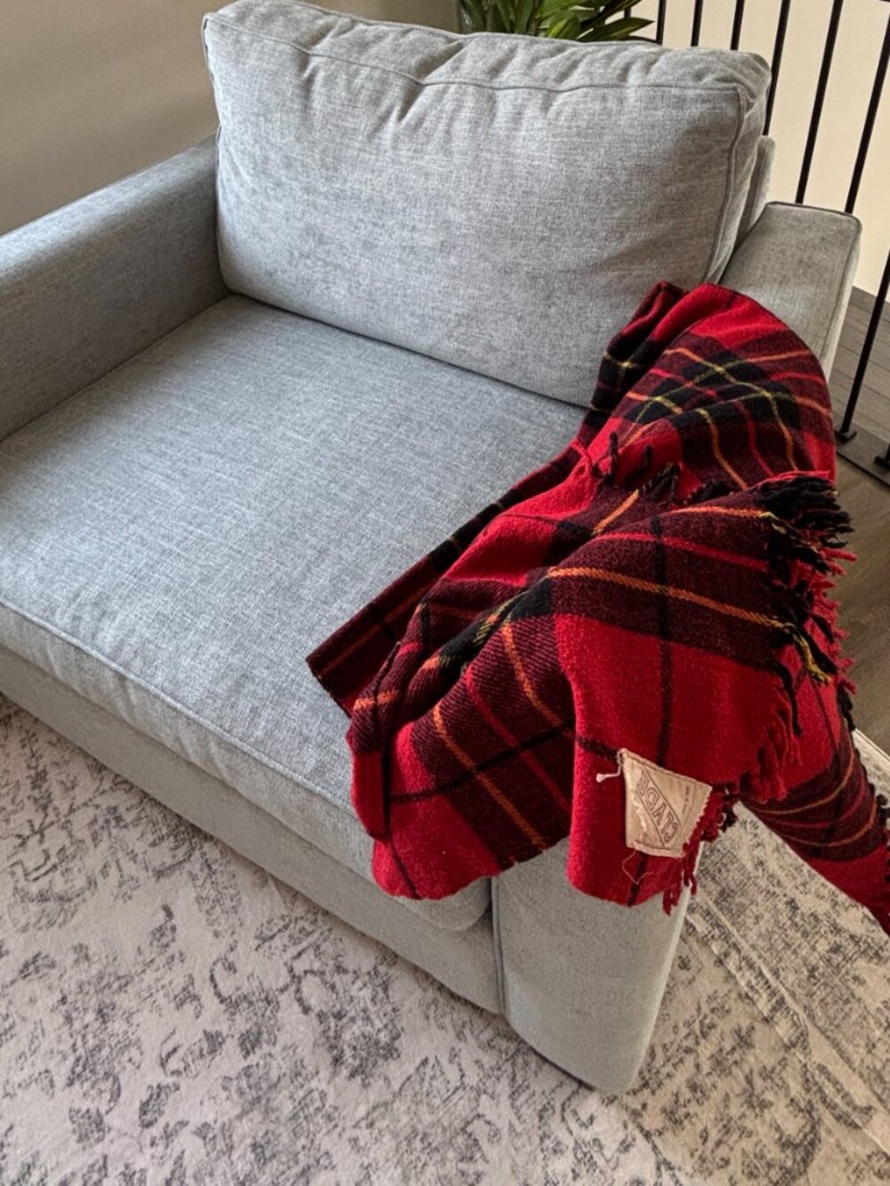 Vintage Clyde Red Tartan Plaid Throw Blanket with Fringe - Made in Italy - Wool